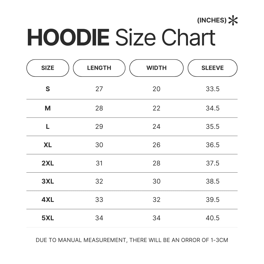 Hoodie Size Chart - Palworld Gifts